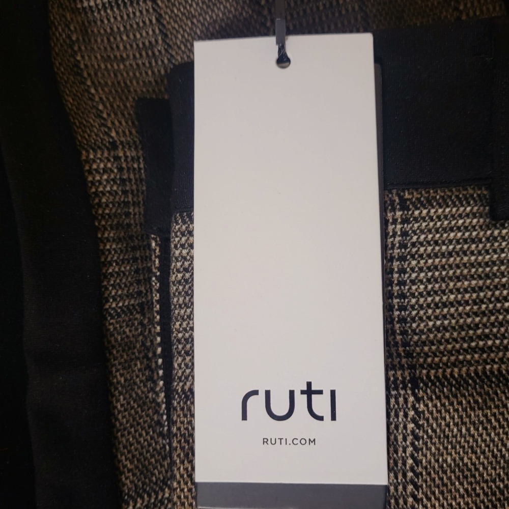 Ruti Sz. US 10 (Ruti 3) Tailor- Made Combo Fitted Pants Taupe Plaid NWT Academia - Picture 3 of 12